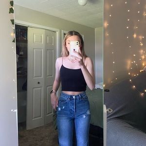 aritzia wilfred free black tiny tank top